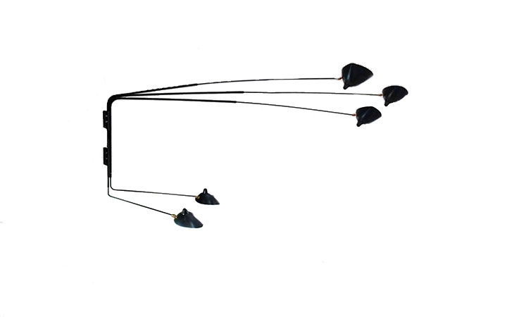 5 Arm Straight Wall Lamp by Serge Mouille Wall Lamps